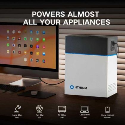 HITHIUM 1kWh Power Station – Solar charge + Power for TV/Fan/Wifi