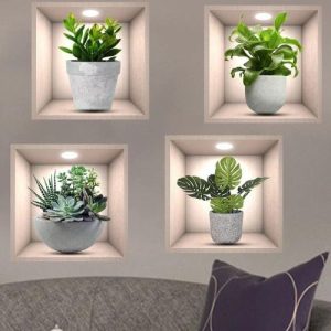 4 In 1 3d Vase Wall Aesthetic Home Decor Wallpaper Living Room